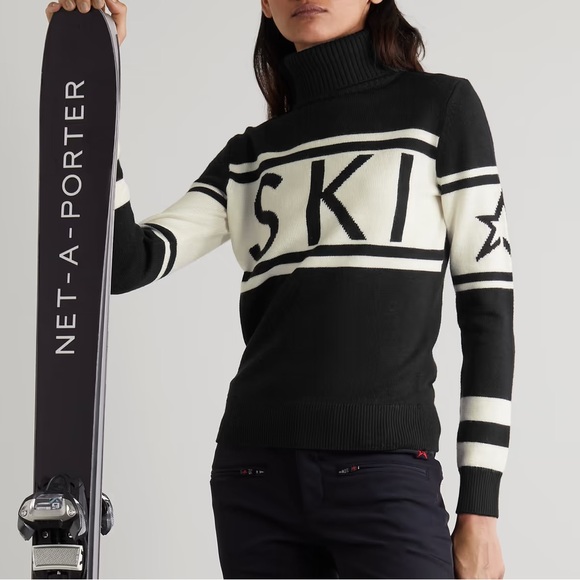 Perfect Moment merino wool turtleneck ski sweater in black - Picture 2 of 5